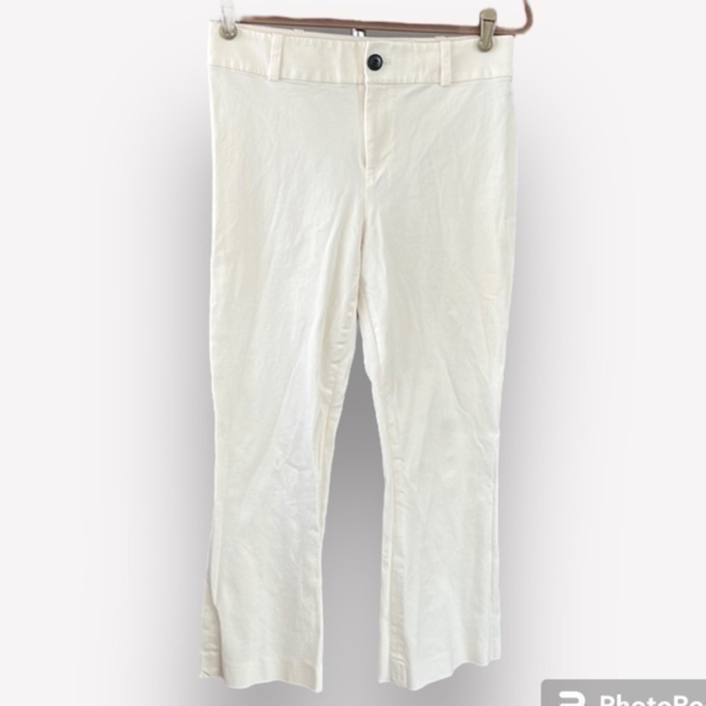 🦩🍕🪻Club Monaco Ivory Flare Chino Pants Stretchy Mid Rise Size 6